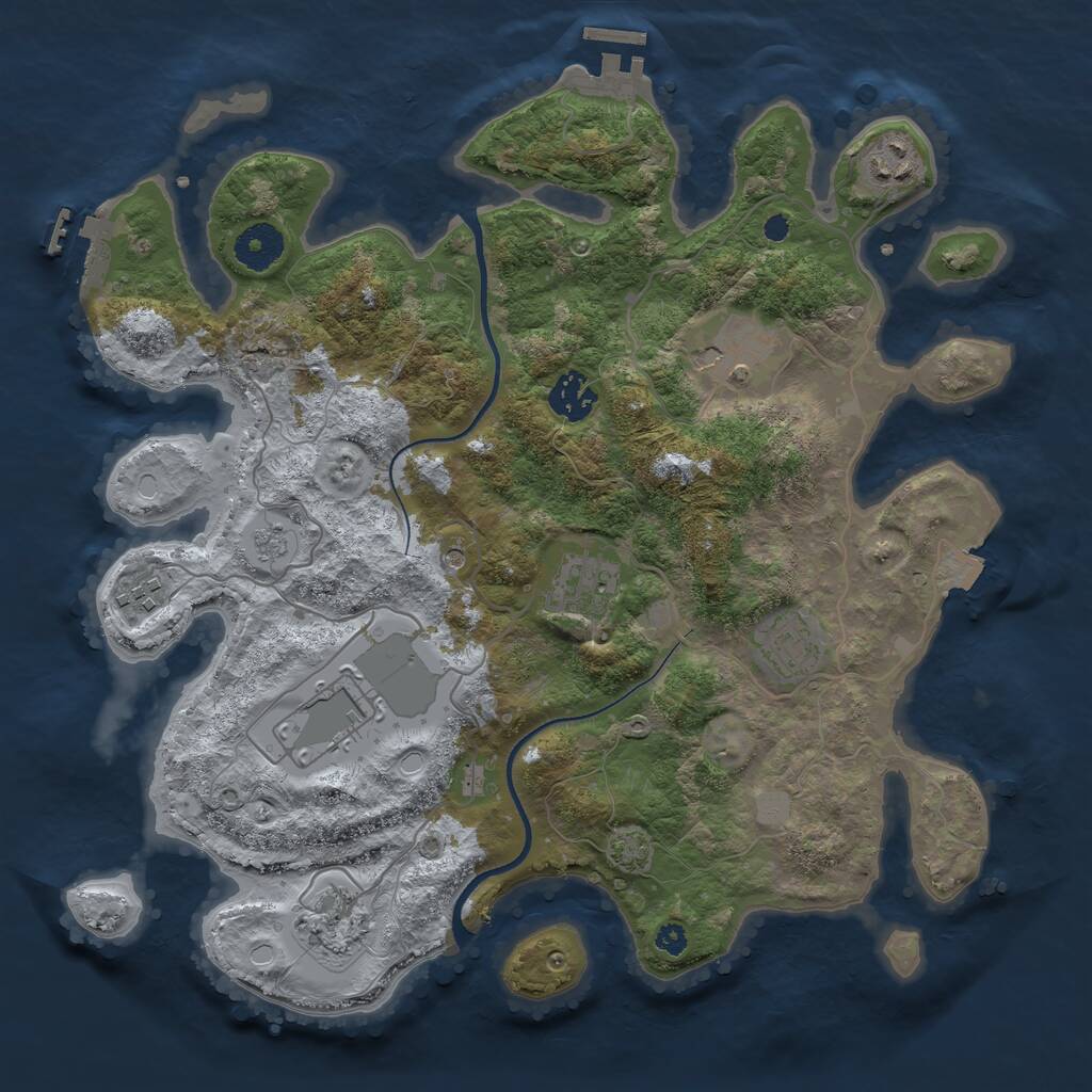 Rust Map: Procedural Map, Size: 3500, Seed: 1961539873, 14 Monuments