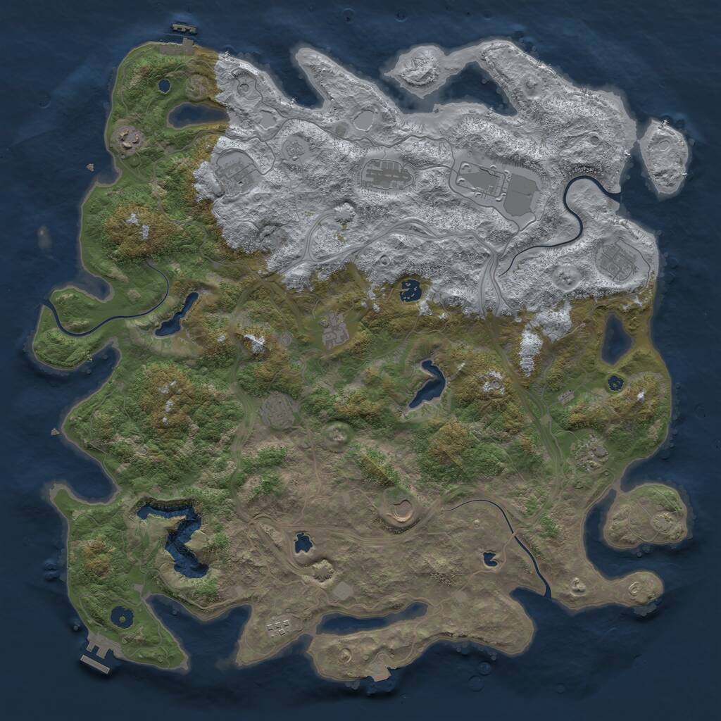 Rust Map: Procedural Map, Size: 4800, Seed: 1110853151, 17 Monuments