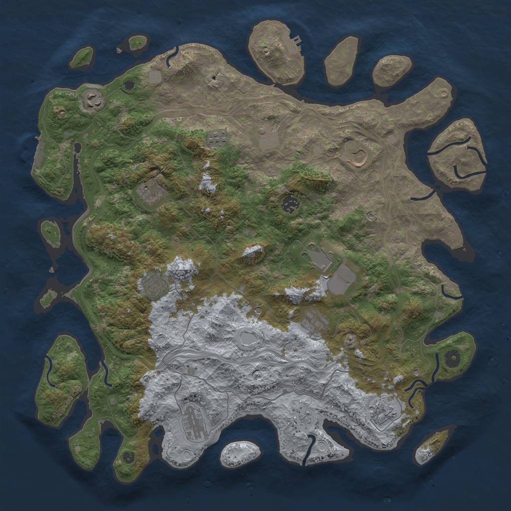 Rust Map: Procedural Map, Size: 4500, Seed: 539912002, 18 Monuments