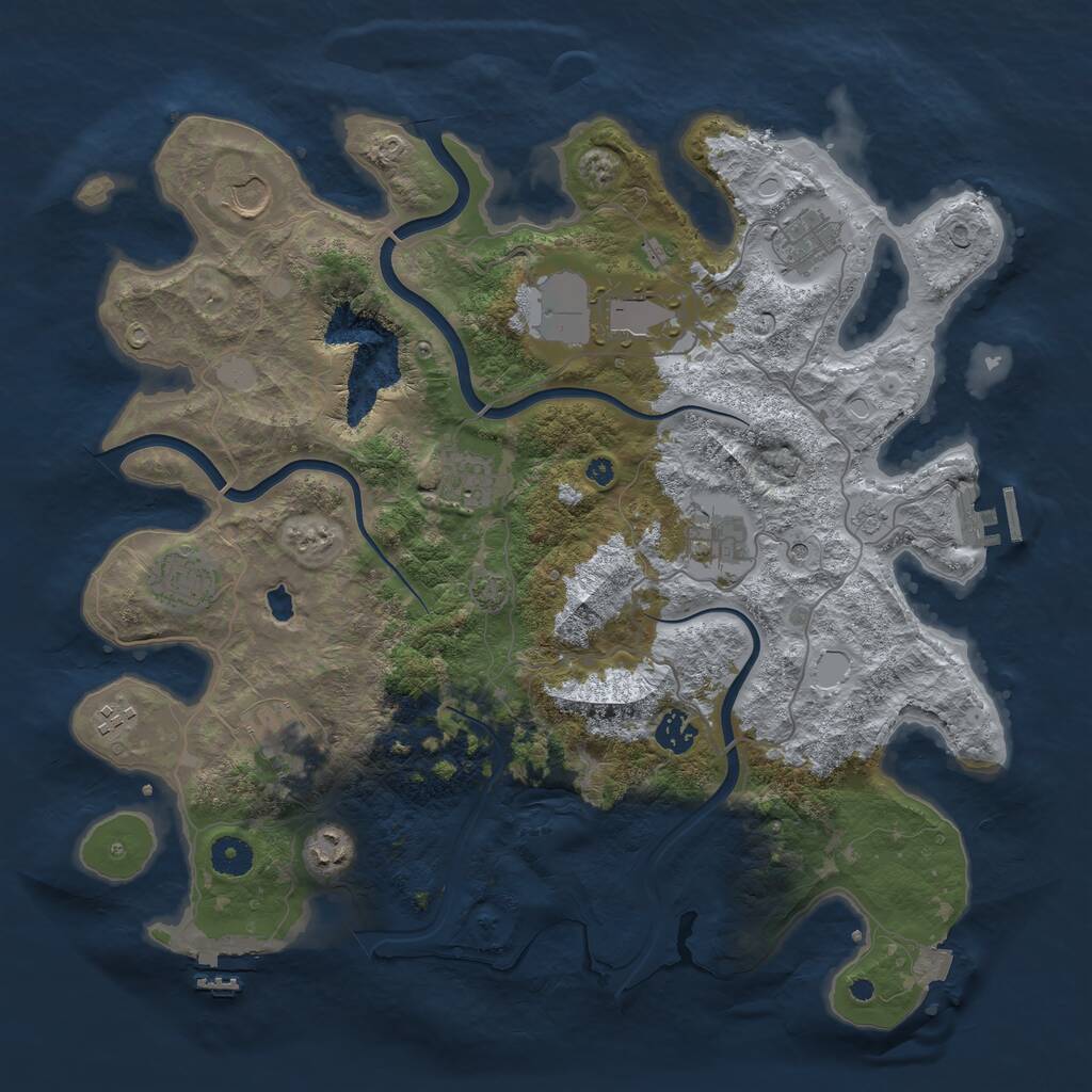 Rust Map: Procedural Map, Size: 4000, Seed: 423344630, 16 Monuments
