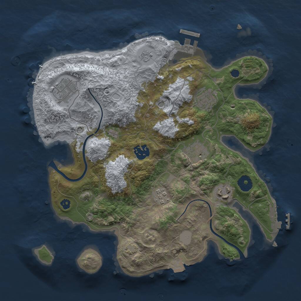 Rust Map: Procedural Map, Size: 3000, Seed: 1822949394, 12 Monuments