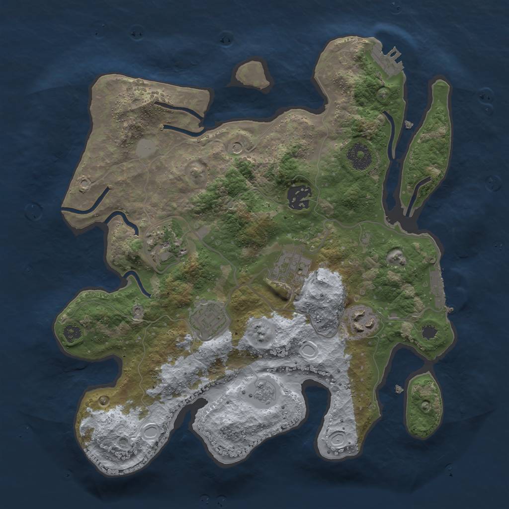 Rust Map: Procedural Map, Size: 3000, Seed: 20905, 12 Monuments