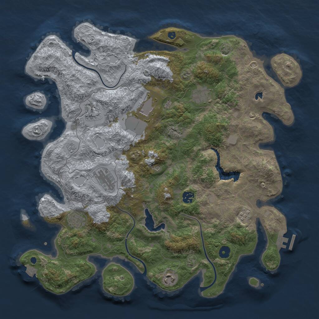 Rust Map: Procedural Map, Size: 4050, Seed: 568510936, 13 Monuments