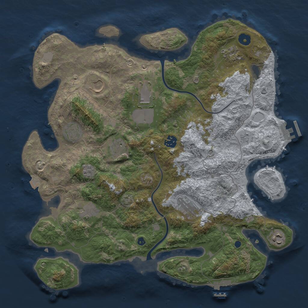 Rust Map: Procedural Map, Size: 3800, Seed: 102020, 16 Monuments