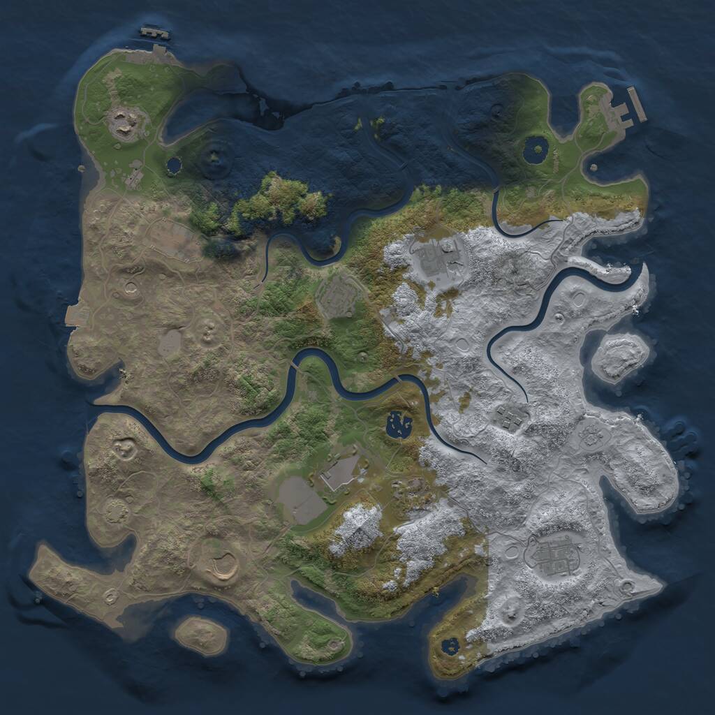 Rust Map: Procedural Map, Size: 3950, Seed: 12533, 16 Monuments