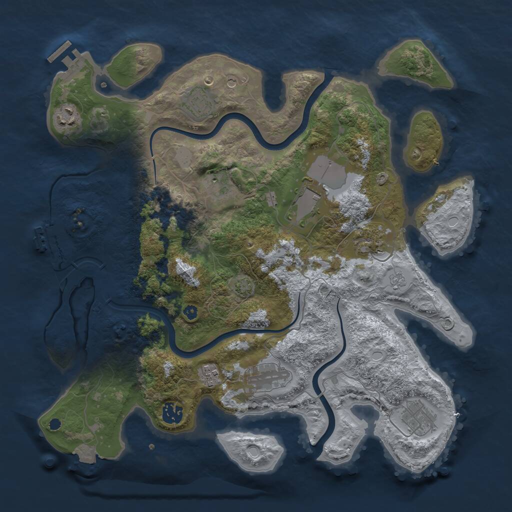 Rust Map: Procedural Map, Size: 3600, Seed: 335457, 15 Monuments
