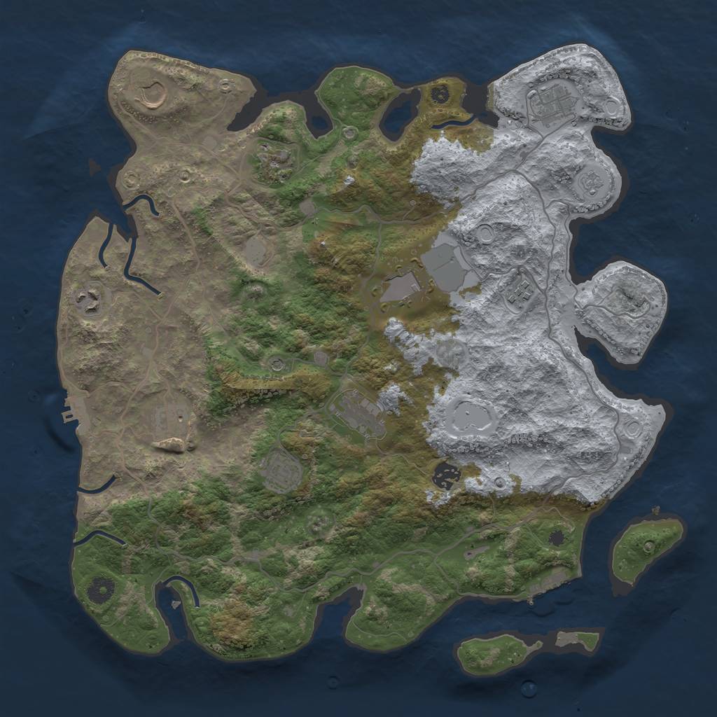 Rust Map: Procedural Map, Size: 4000, Seed: 129754588, 17 Monuments