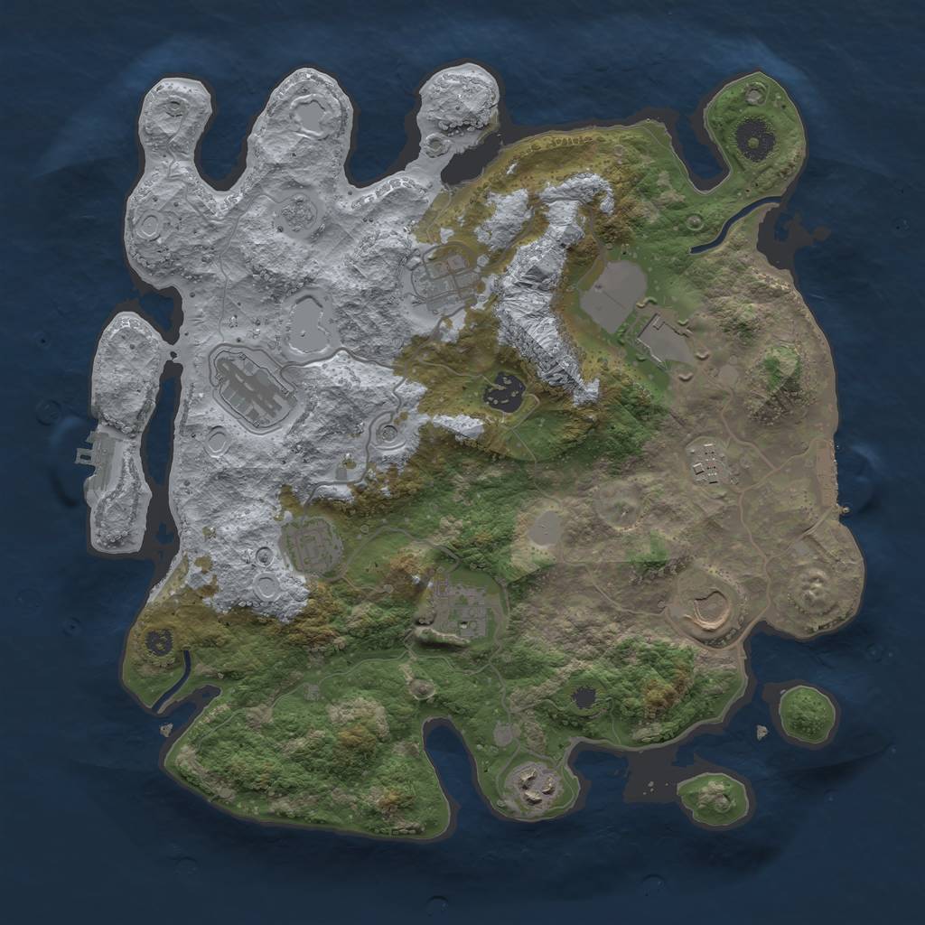 Rust Map: Procedural Map, Size: 3500, Seed: 250983554, 16 Monuments