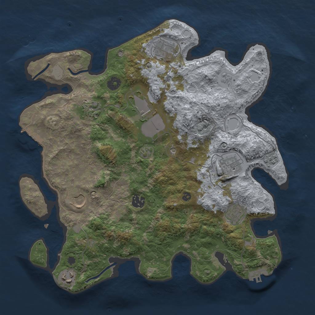 Rust Map: Procedural Map, Size: 3500, Seed: 1965414376, 16 Monuments