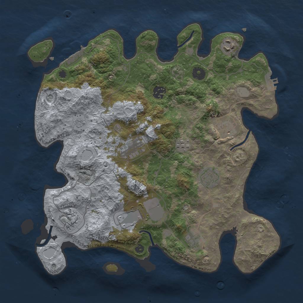 Rust Map: Procedural Map, Size: 3500, Seed: 2128296478, 16 Monuments