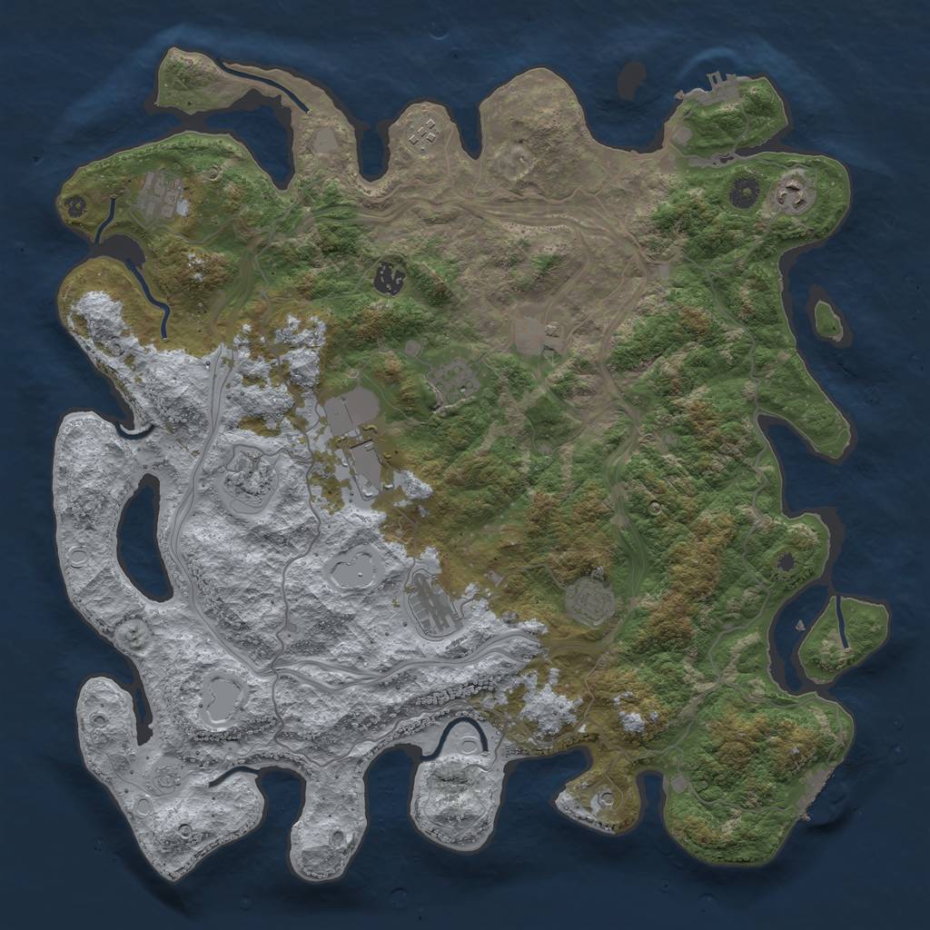 Rust Map: Procedural Map, Size: 4500, Seed: 953642231, 17 Monuments