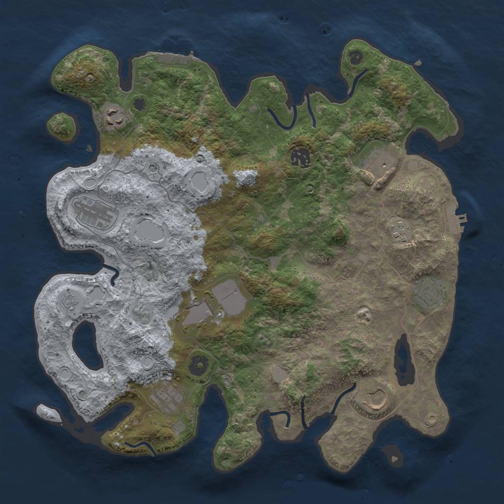 Rust Map: Procedural Map, Size: 3700, Seed: 454469223, 16 Monuments