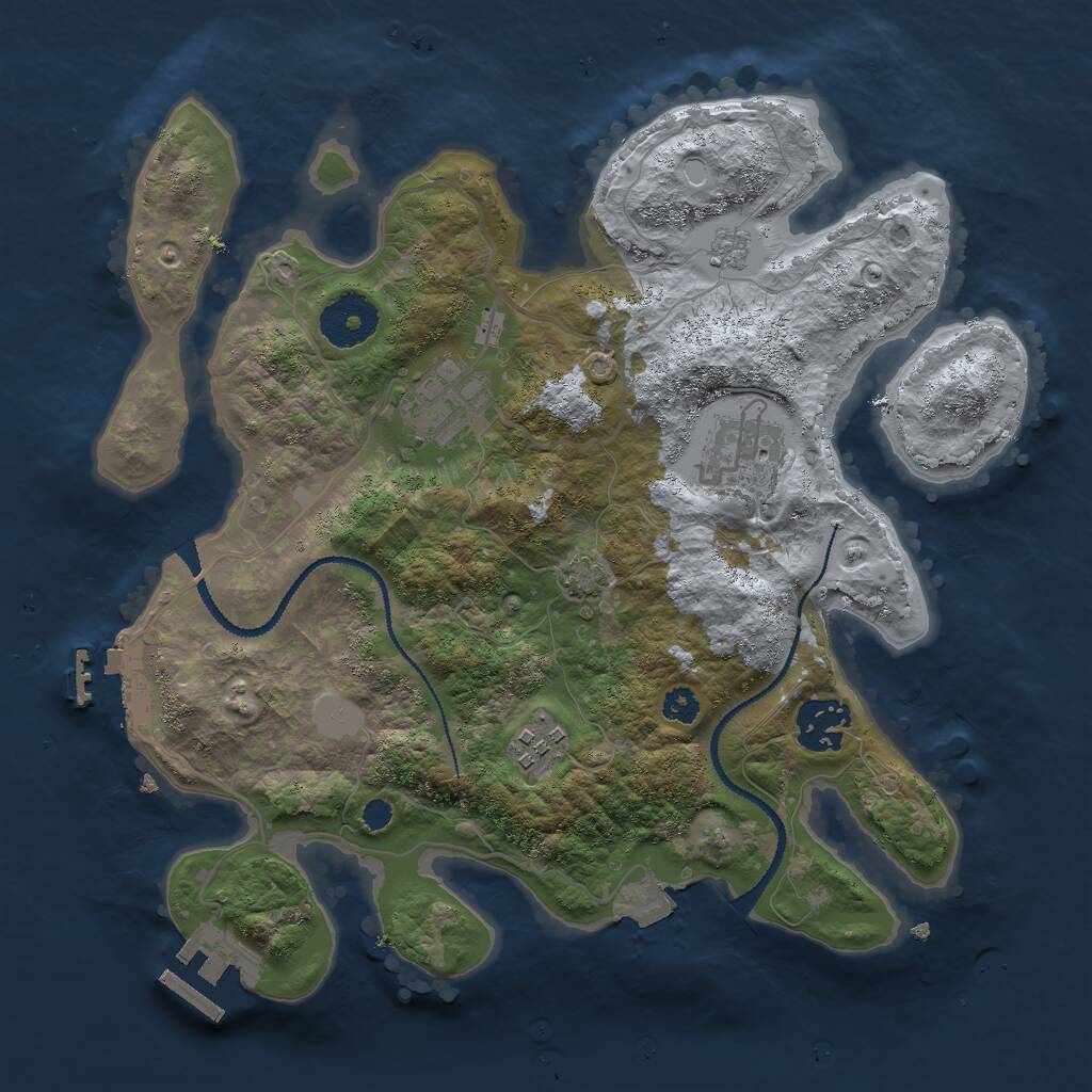 Rust Map: Procedural Map, Size: 3000, Seed: 2041018119, 9 Monuments