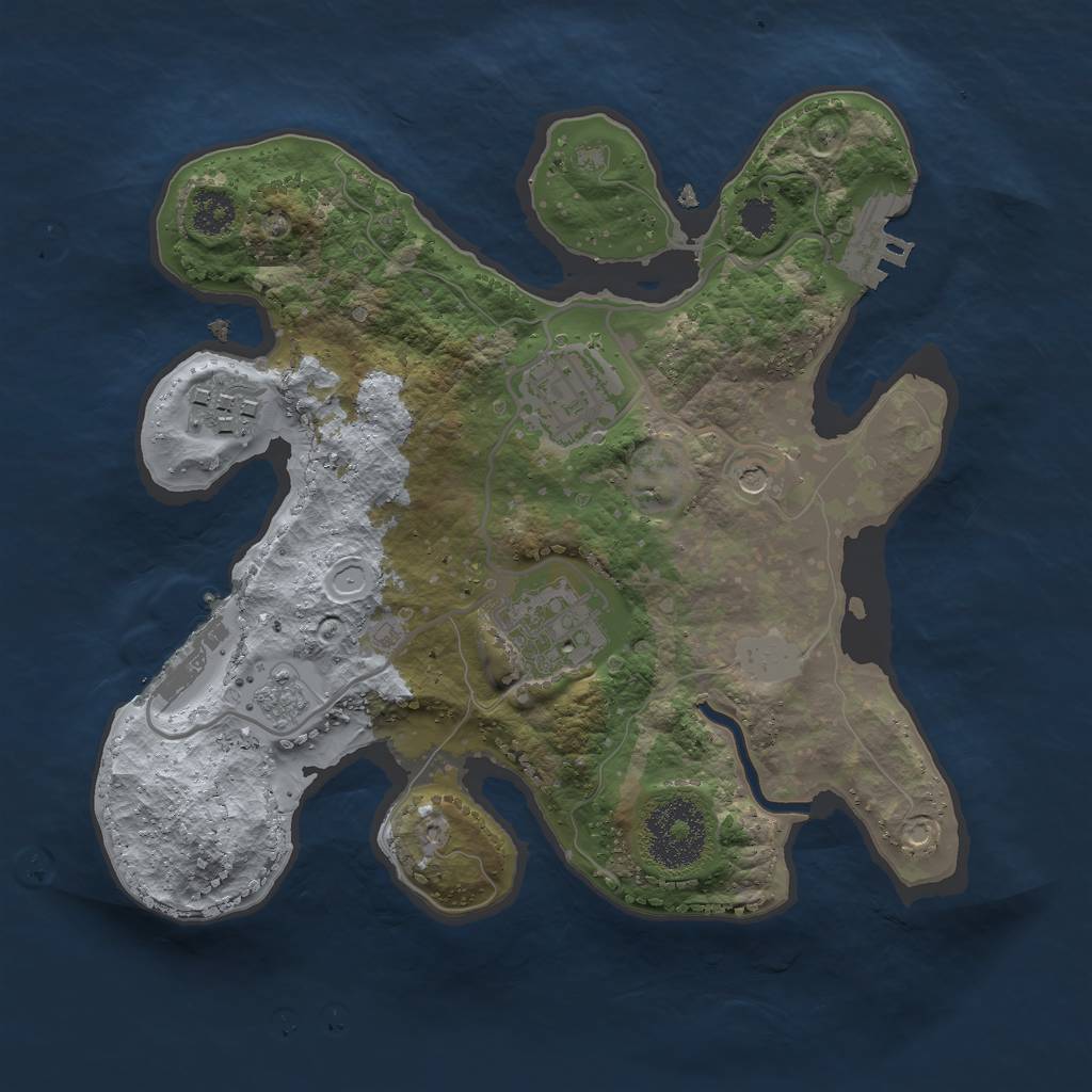 Rust Map: Procedural Map, Size: 2500, Seed: 544, 10 Monuments
