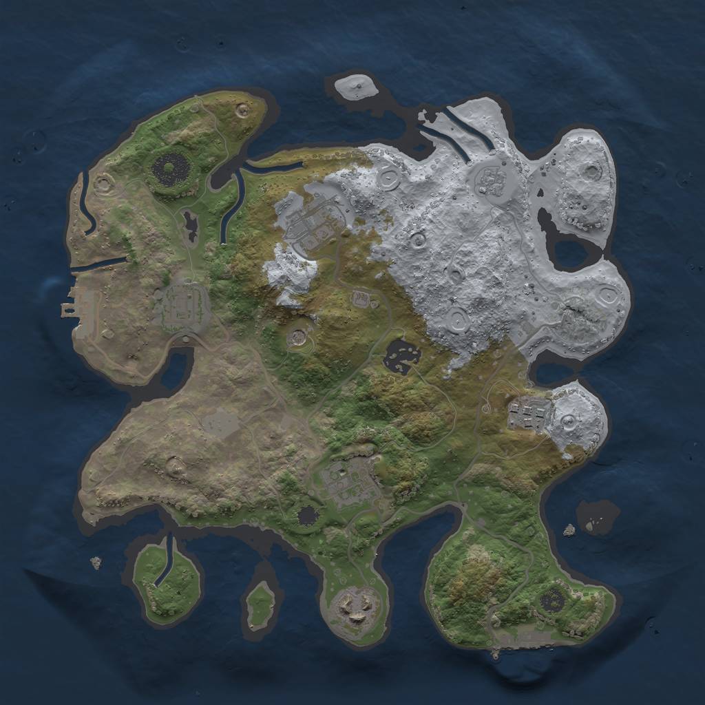 Rust Map: Procedural Map, Size: 3000, Seed: 24571, 13 Monuments