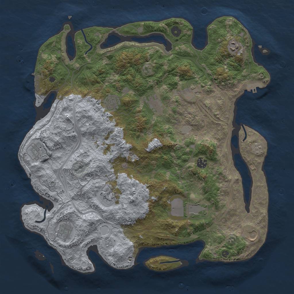 Rust Map: Procedural Map, Size: 4250, Seed: 1520968590, 18 Monuments