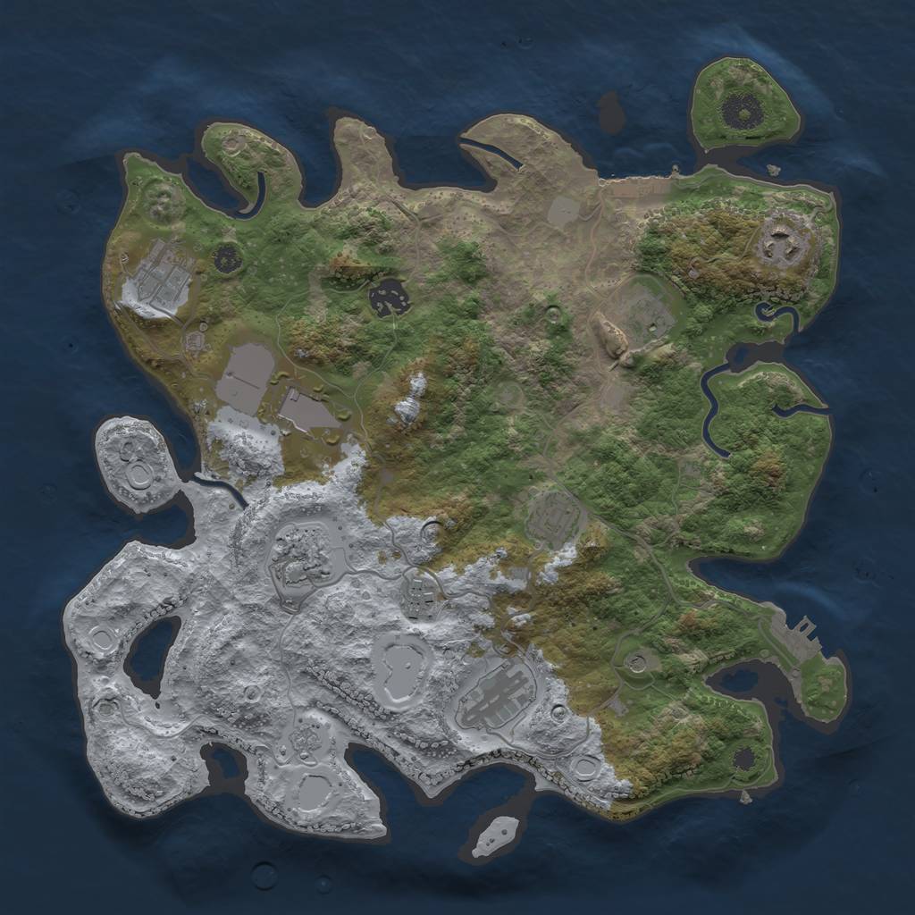 Rust Map: Procedural Map, Size: 3500, Seed: 42315713, 16 Monuments