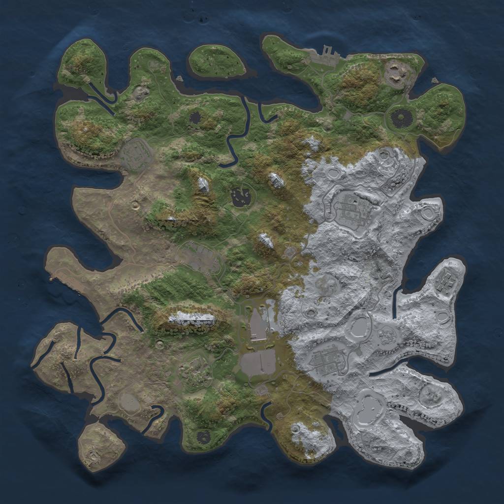 Rust Map: Procedural Map, Size: 3700, Seed: 519982375, 16 Monuments