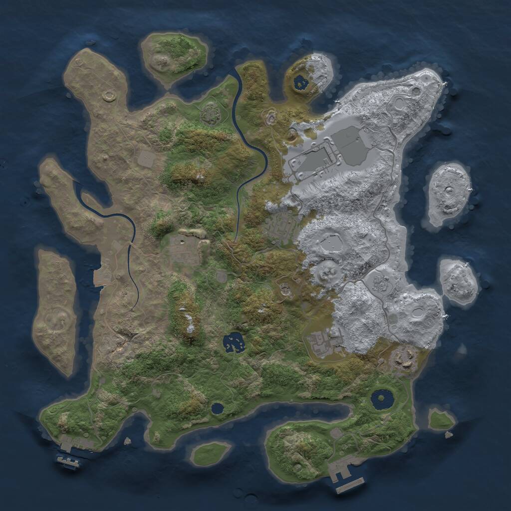 Rust Map: Procedural Map, Size: 3500, Seed: 446452, 12 Monuments