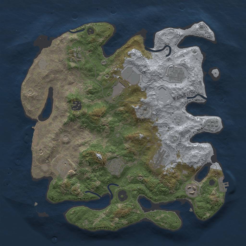 Rust Map: Procedural Map, Size: 3500, Seed: 16371520, 16 Monuments
