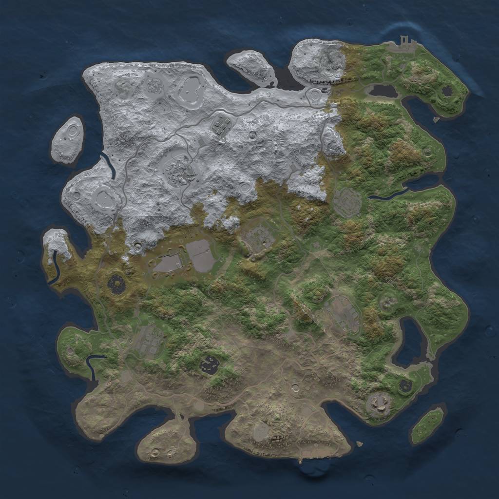 Rust Map: Procedural Map, Size: 4000, Seed: 1229522123, 16 Monuments