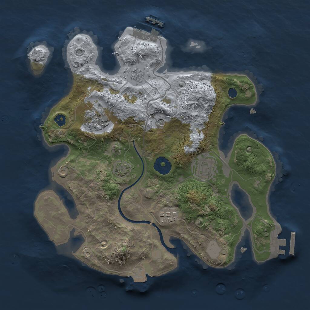Rust Map: Procedural Map, Size: 2700, Seed: 847945734, 9 Monuments