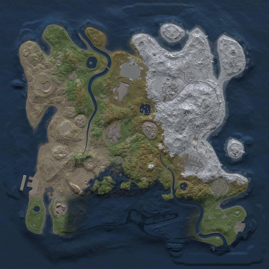 Rust Map: Procedural Map, Size: 3500, Seed: 1243567800, 16 Monuments