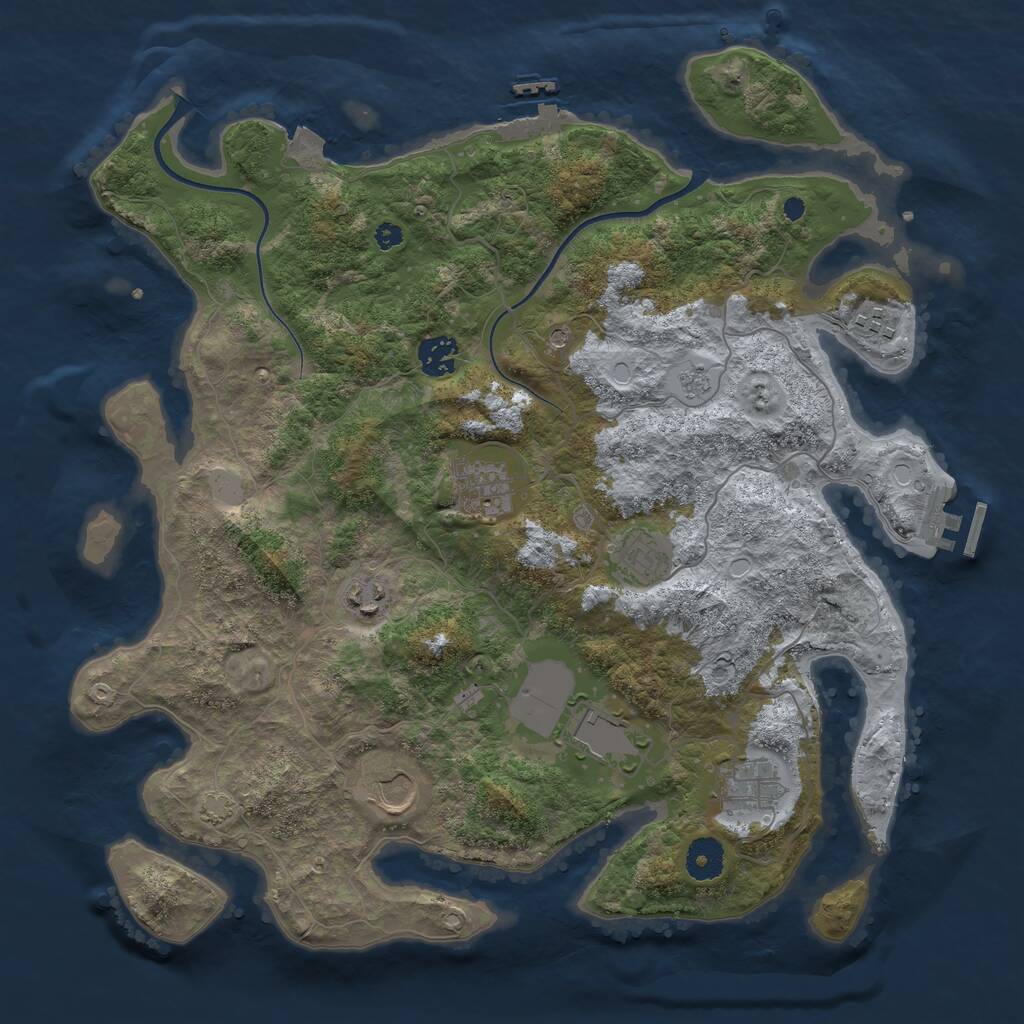 Rust Map: Procedural Map, Size: 3750, Seed: 1018641903, 14 Monuments