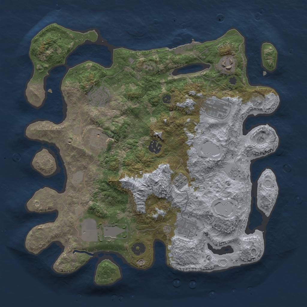 Rust Map: Procedural Map, Size: 3500, Seed: 950821956, 14 Monuments