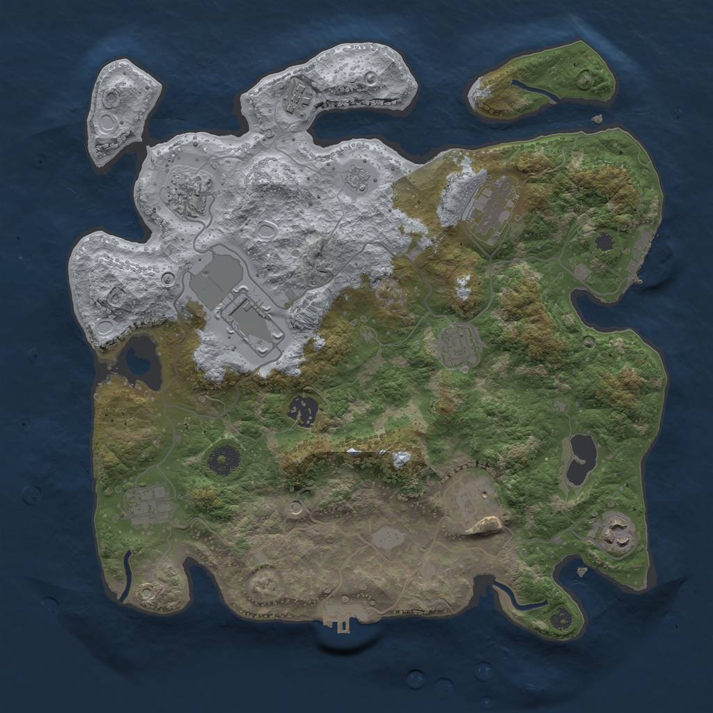 Rust Map: Procedural Map, Size: 3500, Seed: 1412291894, 16 Monuments