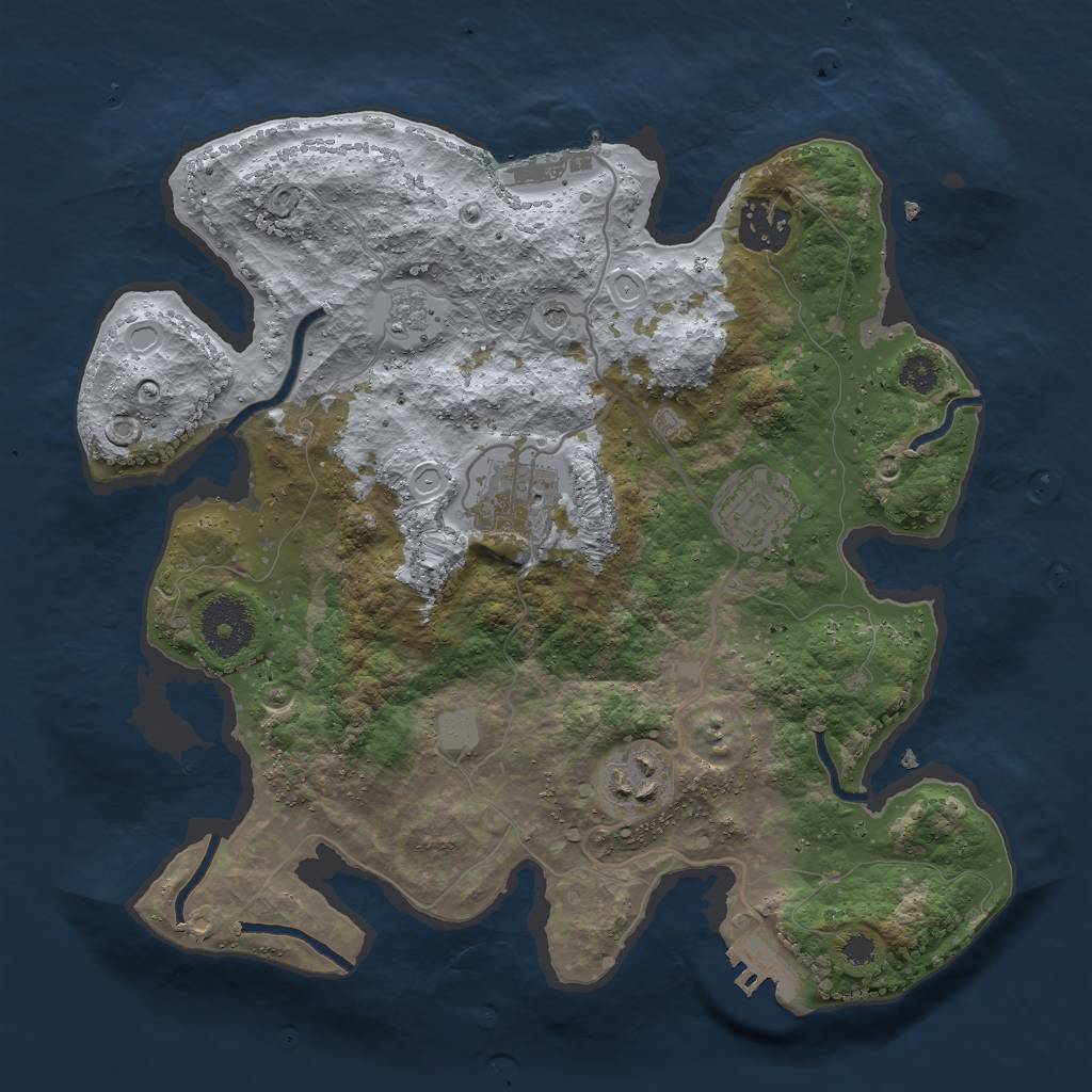 Rust Map: Procedural Map, Size: 3000, Seed: 1895013126, 11 Monuments