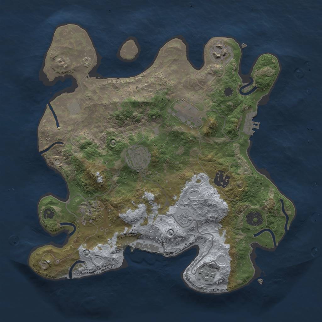 Rust Map: Procedural Map, Size: 3000, Seed: 29368, 12 Monuments