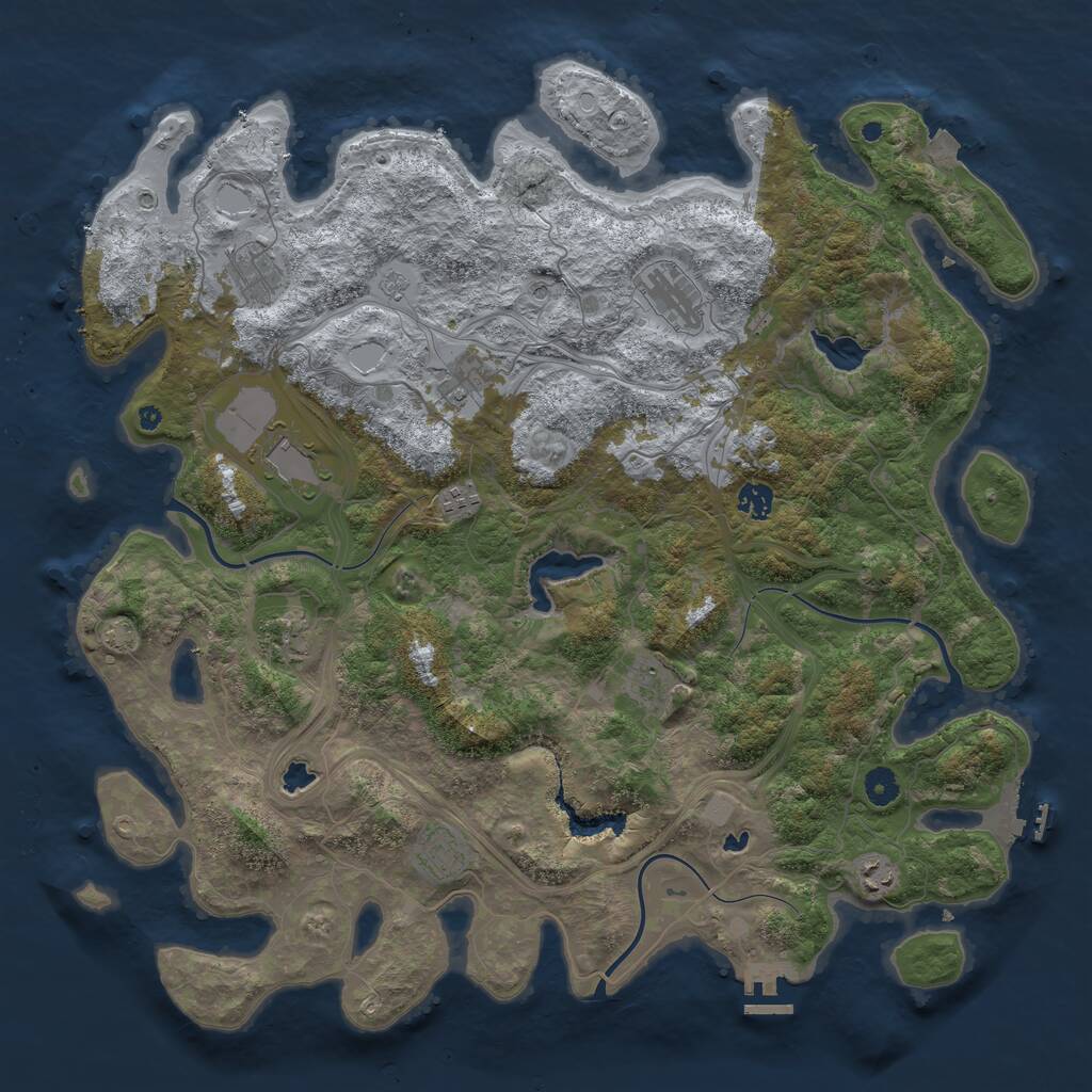 Rust Map: Procedural Map, Size: 4500, Seed: 124259301, 16 Monuments
