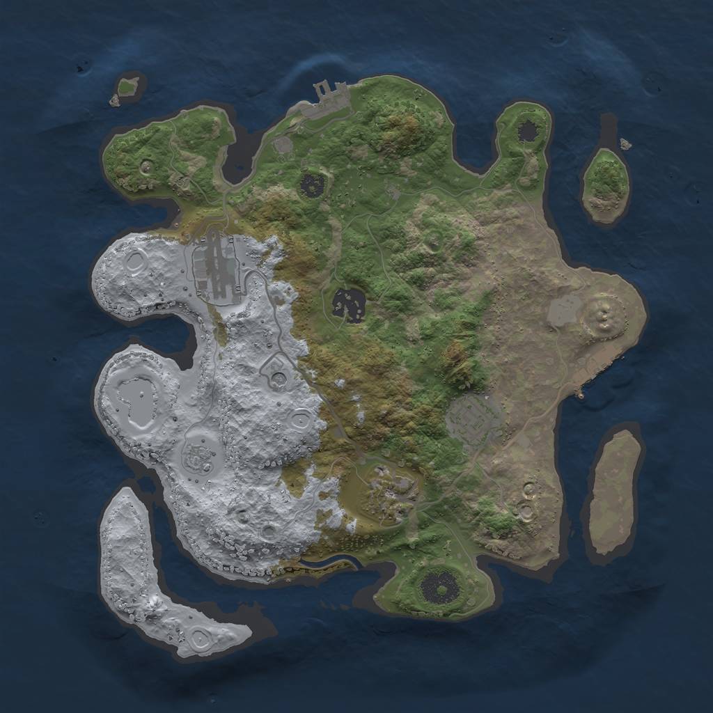 Rust Map: Procedural Map, Size: 3000, Seed: 607, 11 Monuments