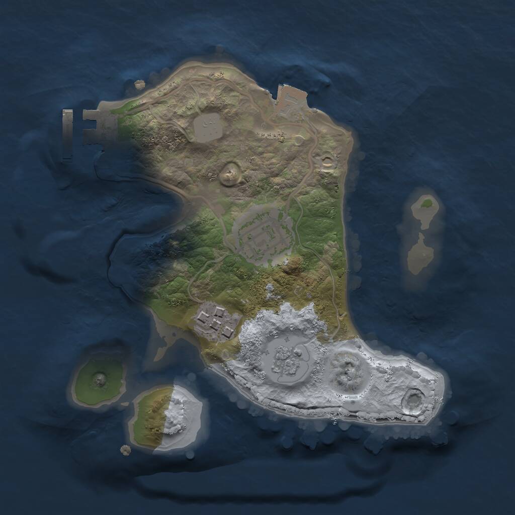 Rust Map: Procedural Map, Size: 2000, Seed: 35687, 5 Monuments