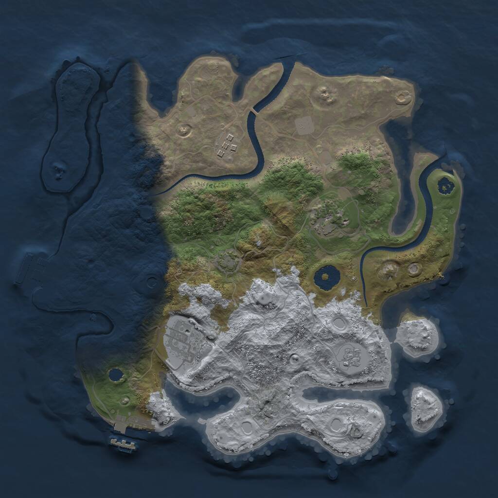 Rust Map: Procedural Map, Size: 3000, Seed: 3469, 9 Monuments