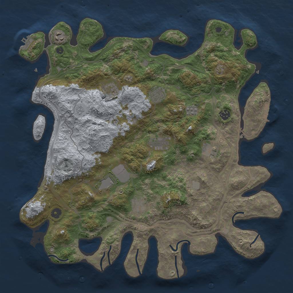 Rust Map: Procedural Map, Size: 4250, Seed: 1461951958, 16 Monuments