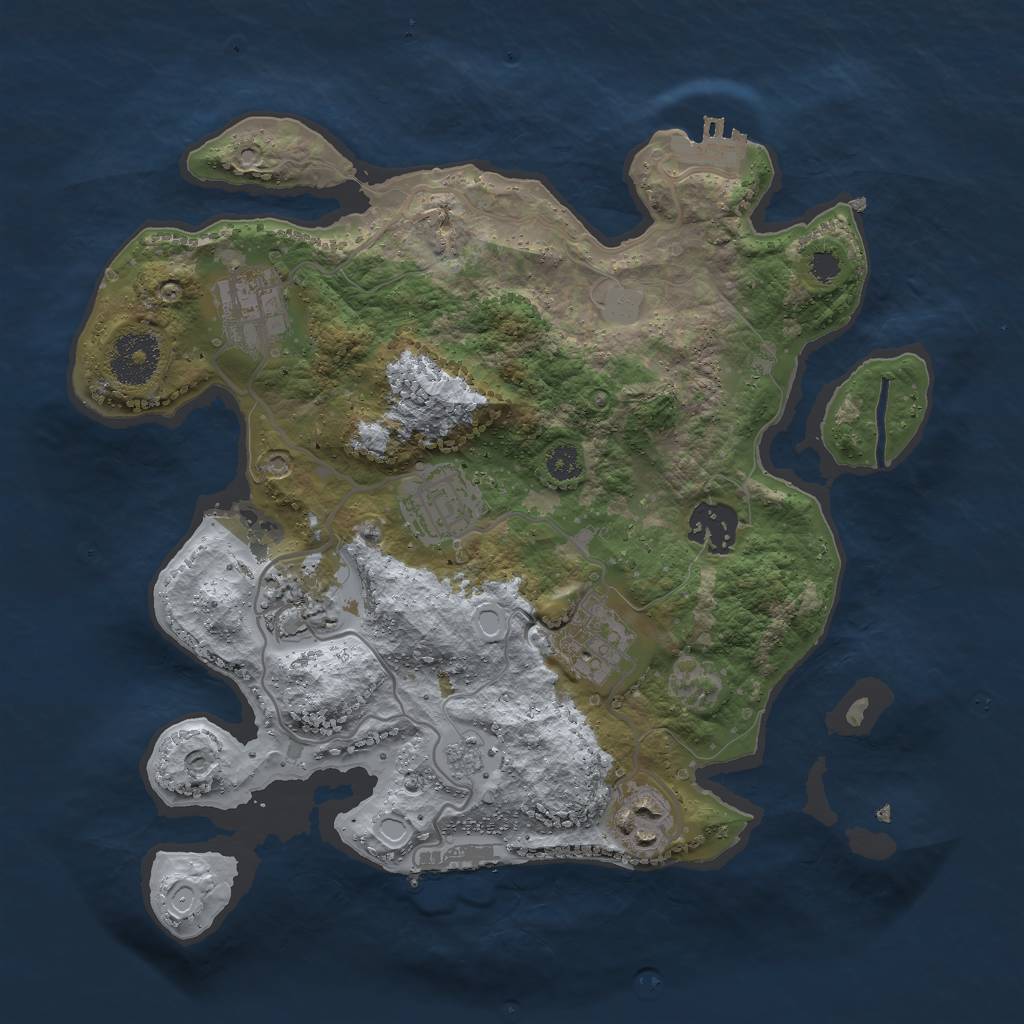 Rust Map: Procedural Map, Size: 3000, Seed: 1166158871, 12 Monuments