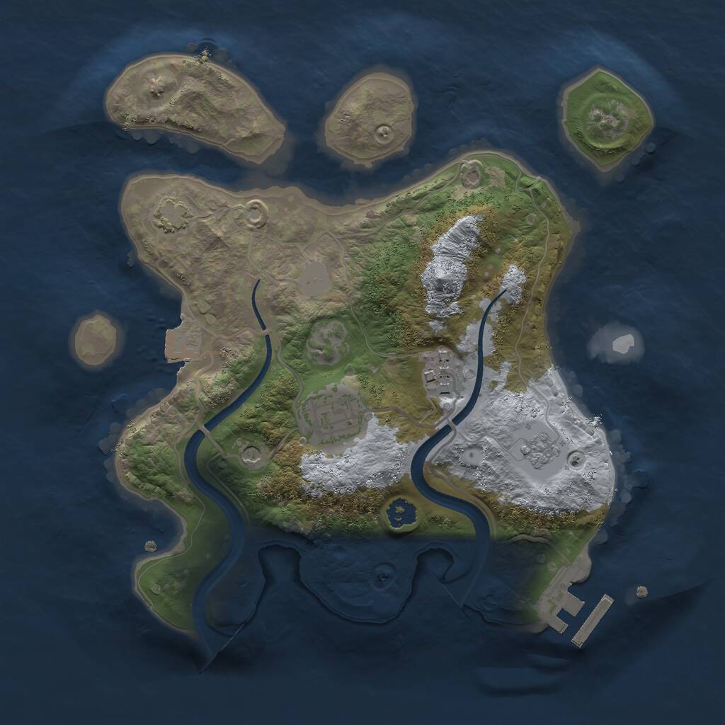 Rust Map: Procedural Map, Size: 2500, Seed: 602769294, 7 Monuments