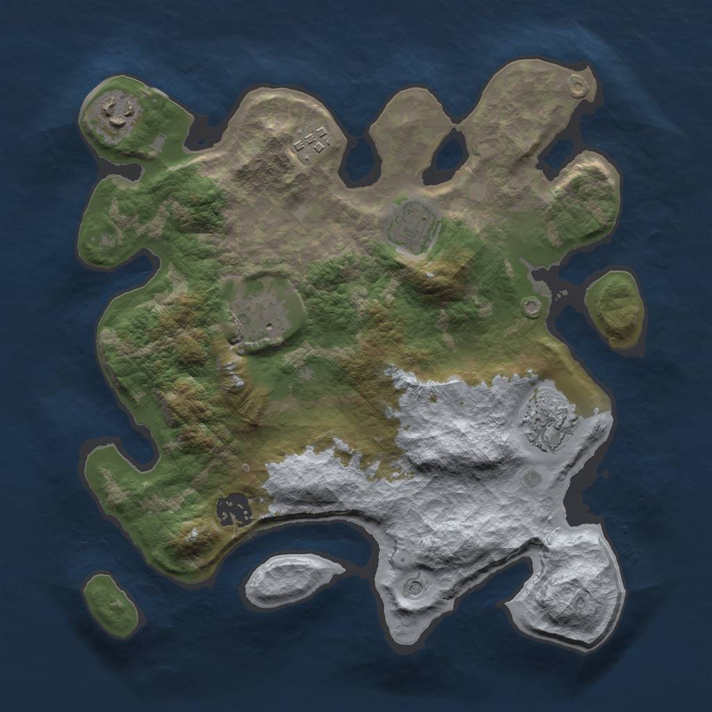 Rust Map: Barren, Size: 3000, Seed: 31960, 9 Monuments