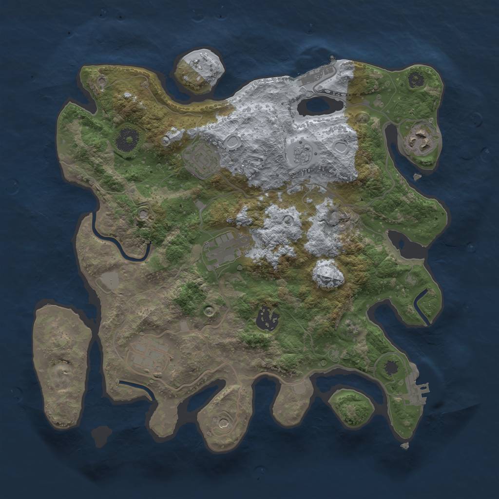 Rust Map: Procedural Map, Size: 3200, Seed: 3645329, 12 Monuments