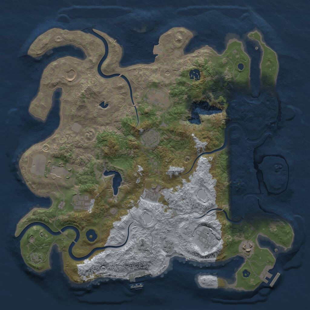 Rust Map: Procedural Map, Size: 4000, Seed: 16603781, 16 Monuments