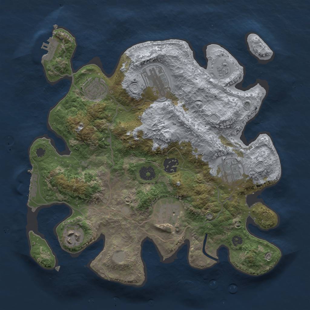 Rust Map: Procedural Map, Size: 3000, Seed: 18821, 12 Monuments