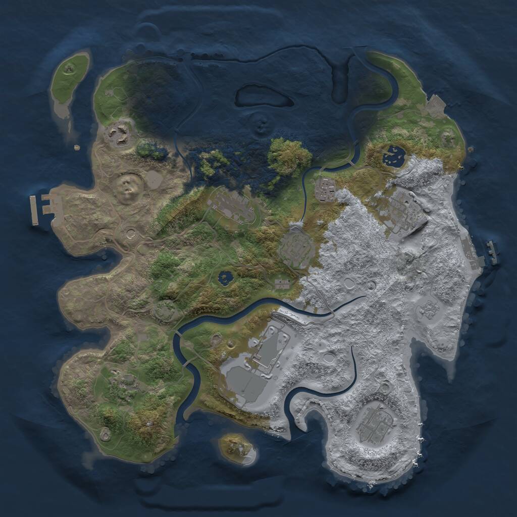 Rust Map: Procedural Map, Size: 3500, Seed: 537725179, 15 Monuments