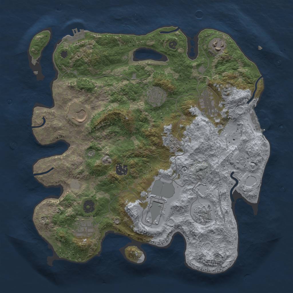 Rust Map: Procedural Map, Size: 3500, Seed: 537725179, 16 Monuments