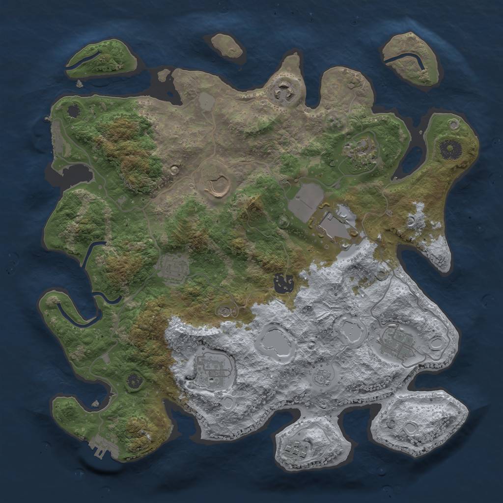 Rust Map: Procedural Map, Size: 3500, Seed: 254770741, 16 Monuments