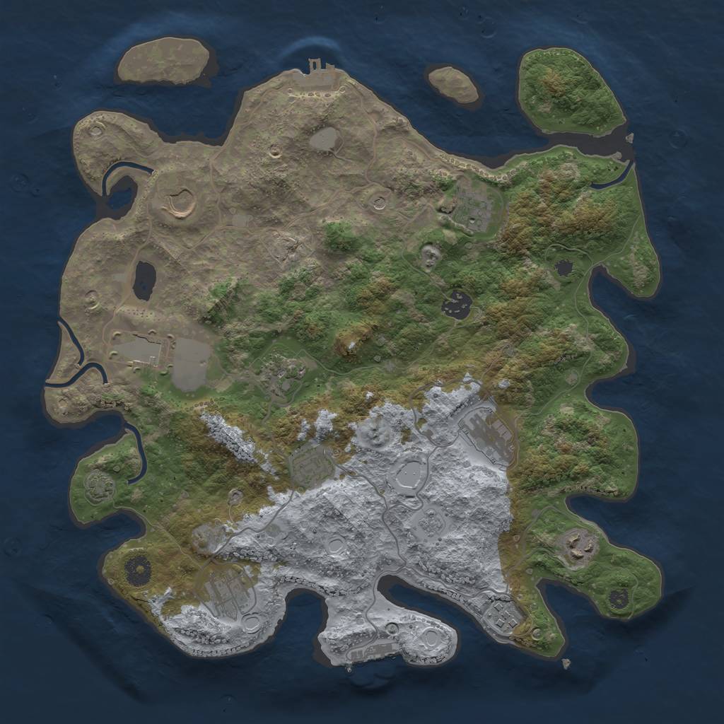 Rust Map: Procedural Map, Size: 3750, Seed: 1566248074, 18 Monuments
