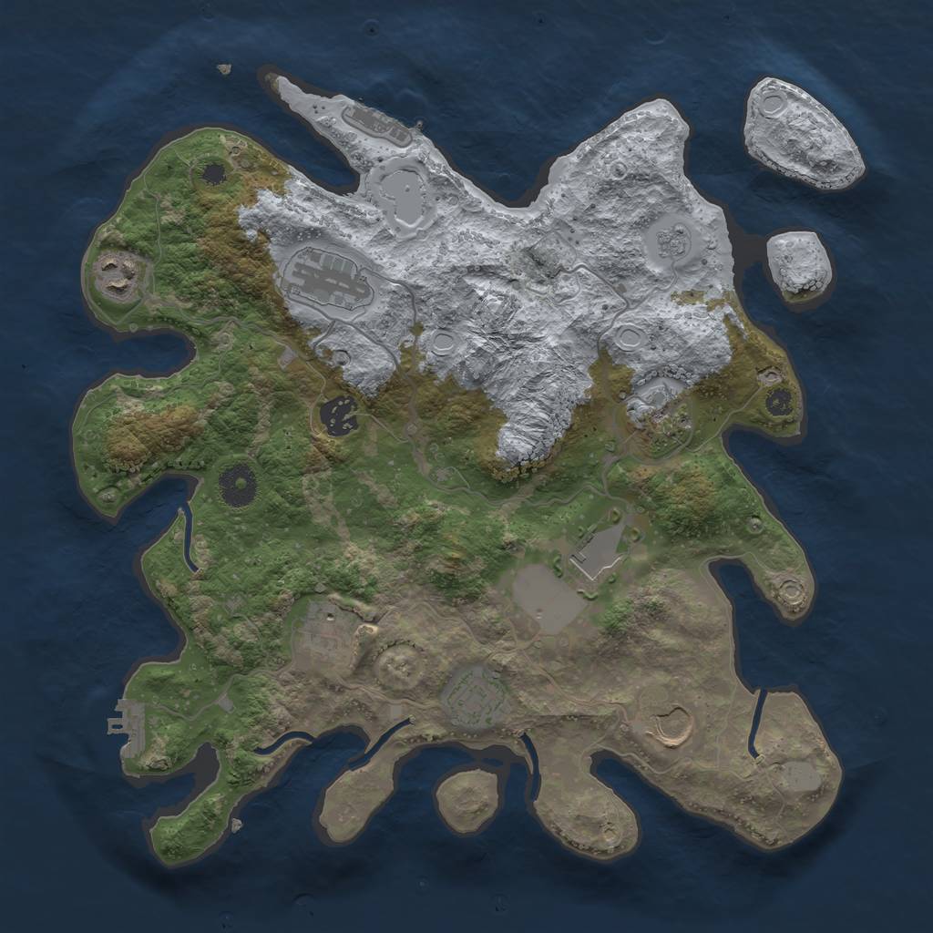 Rust Map: Procedural Map, Size: 3500, Seed: 1278636170, 14 Monuments