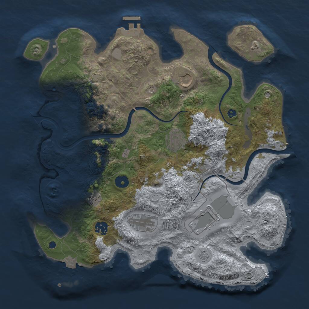 Rust Map: Procedural Map, Size: 3500, Seed: 1220746367, 11 Monuments