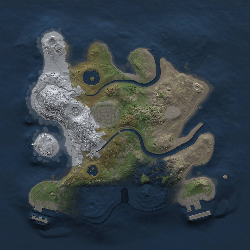 Rust Map: Procedural Map, Size: 2300, Seed: 55411, 5 Monuments